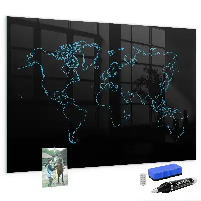 Magnettafel beschreibbar mit Motiv Konturen der Weltkarte