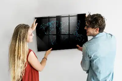 Magnettafel beschreibbar mit Motiv Konturen der Weltkarte