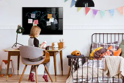 Magnettafel beschreibbar mit Motiv Konturen der Weltkarte