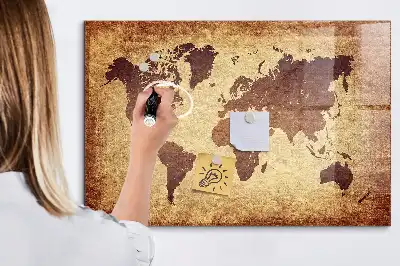 Beschreibbare Magnettafel für die Küche mit Motiv Alte Weltkarte