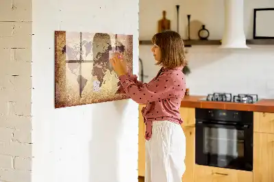 Beschreibbare Magnettafel für die Küche mit Motiv Alte Weltkarte