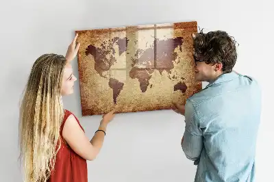 Beschreibbare Magnettafel für die Küche mit Motiv Alte Weltkarte