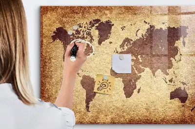 Beschreibbare Magnettafel für die Küche mit Motiv Alte Weltkarte