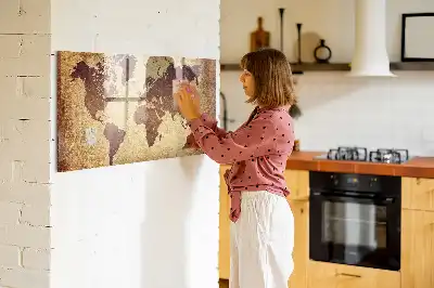 Beschreibbare Magnettafel für die Küche mit Motiv Alte Weltkarte