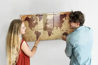 Beschreibbare Magnettafel für die Küche mit Motiv Alte Weltkarte