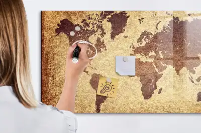 Beschreibbare Magnettafel für die Küche mit Motiv Alte Weltkarte
