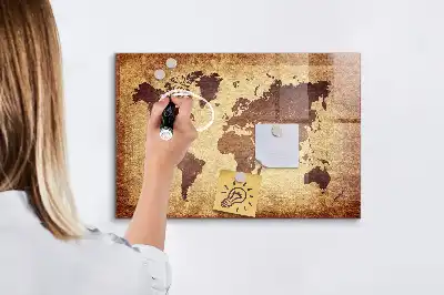 Beschreibbare Magnettafel für die Küche mit Motiv Alte Weltkarte
