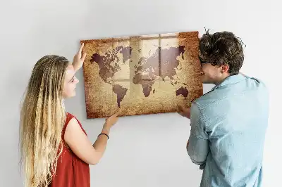 Beschreibbare Magnettafel für die Küche mit Motiv Alte Weltkarte