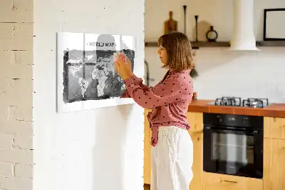 Retro-Weltkarte beschreibbare Magnettafel