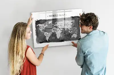 Retro-Weltkarte beschreibbare Magnettafel