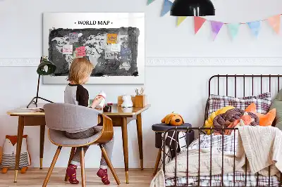Retro-Weltkarte beschreibbare Magnettafel