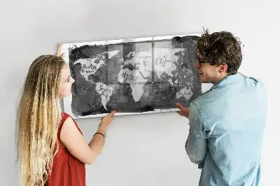 Retro-Weltkarte beschreibbare Magnettafel