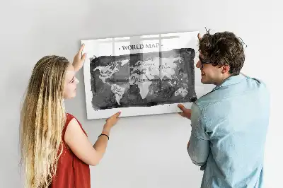 Retro-Weltkarte beschreibbare Magnettafel