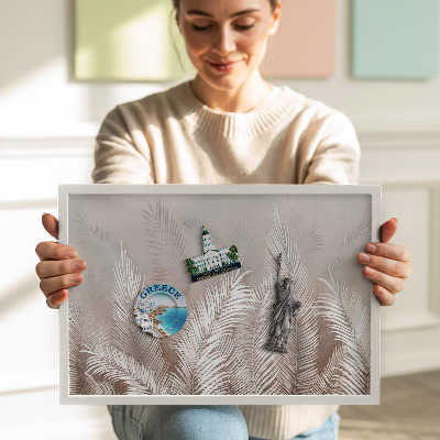 Magnettafel mit weißem Rahmen Natürliche Boho-Blätter