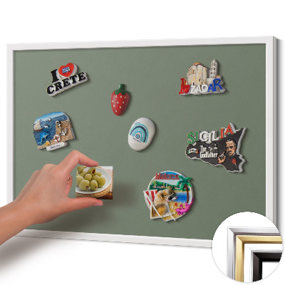 Magnettafel mit weißem Rahmen Farbe Olivgrün