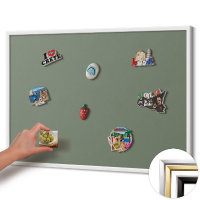 Magnettafel mit weißem Rahmen Farbe Olivgrün