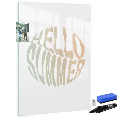 Magnettafel beschreibbar mit Motiv Text Hallo Sommer