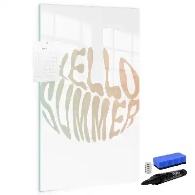 Magnettafel beschreibbar mit Motiv Text Hallo Sommer