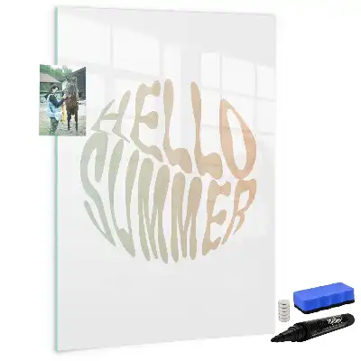 Magnettafel beschreibbar mit Motiv Text Hallo Sommer