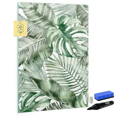 Magnettafel beschreibbar mit Aquarell-Blätter-Motiv