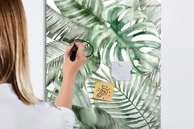 Magnettafel beschreibbar mit Aquarell-Blätter-Motiv