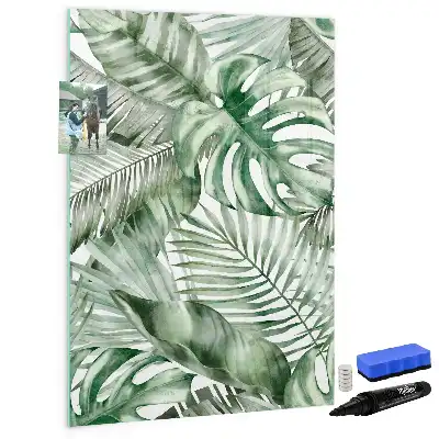 Magnettafel beschreibbar mit Aquarell-Blätter-Motiv