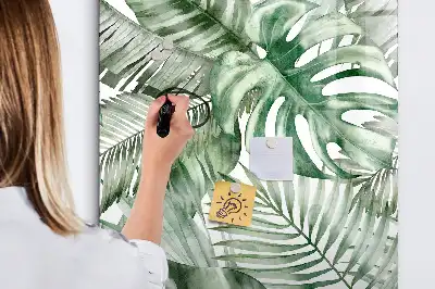 Magnettafel beschreibbar mit Aquarell-Blätter-Motiv