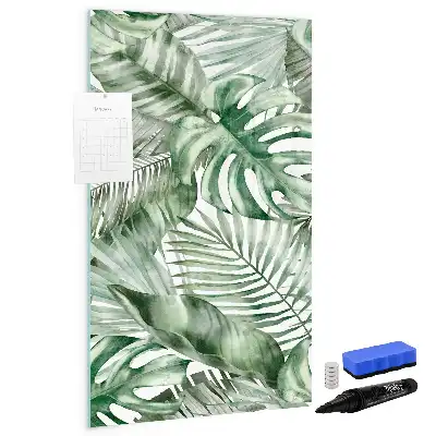 Magnettafel beschreibbar mit Aquarell-Blätter-Motiv