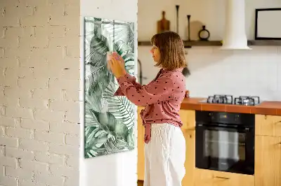 Magnettafel beschreibbar mit Aquarell-Blätter-Motiv