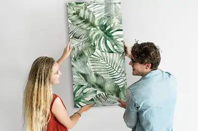 Magnettafel beschreibbar mit Aquarell-Blätter-Motiv