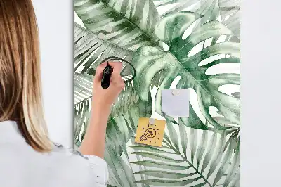Magnettafel beschreibbar mit Aquarell-Blätter-Motiv