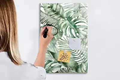 Magnettafel beschreibbar mit Aquarell-Blätter-Motiv