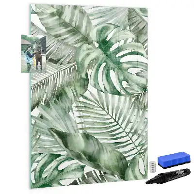 Magnettafel beschreibbar mit Aquarell-Blätter-Motiv