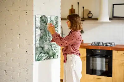 Magnettafel beschreibbar mit Aquarell-Blätter-Motiv