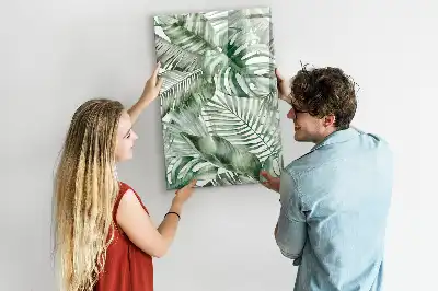 Magnettafel beschreibbar mit Aquarell-Blätter-Motiv