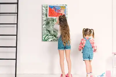 Magnettafel beschreibbar mit Aquarell-Blätter-Motiv