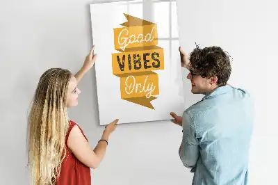 Magnettafel beschreibbar mit Motiv Nur gute Schwingungen
