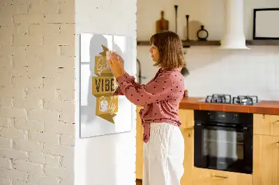 Magnettafel beschreibbar mit Motiv Nur gute Schwingungen