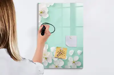 Magnettafel zum Schreiben mit Motiv blühende Blumen