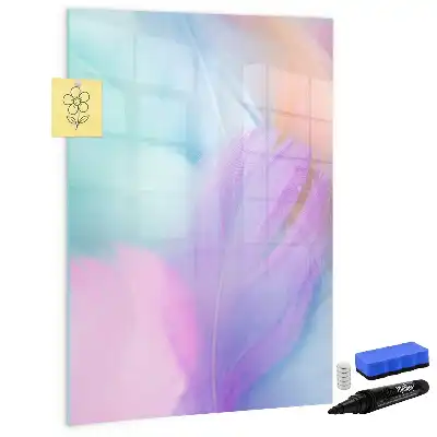 Beschreibbare Magnettafel Motiv Pastellfedern