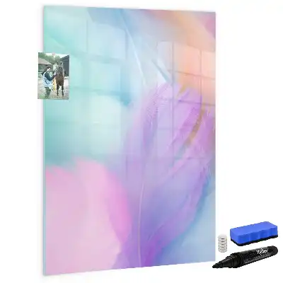 Beschreibbare Magnettafel Motiv Pastellfedern