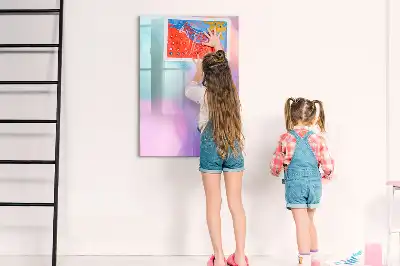 Beschreibbare Magnettafel Motiv Pastellfedern