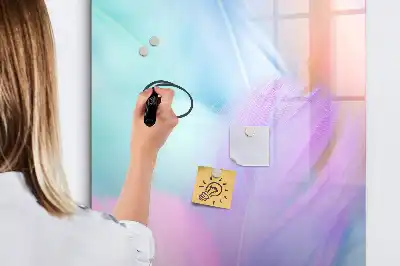 Beschreibbare Magnettafel Motiv Pastellfedern