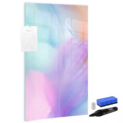 Beschreibbare Magnettafel Motiv Pastellfedern