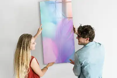 Beschreibbare Magnettafel Motiv Pastellfedern