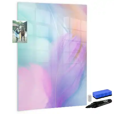 Beschreibbare Magnettafel Motiv Pastellfedern