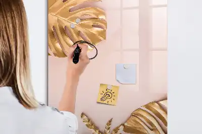 Magnettafel zum Schreiben in Goldene Blätter Optik