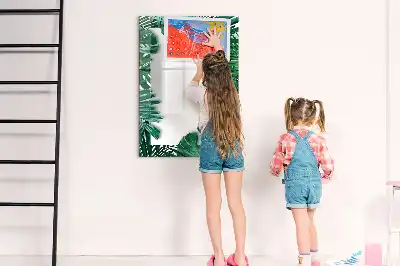 Magnettafel mit Monstera-Rahmen beschreibbar