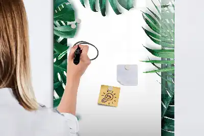 Magnettafel mit Monstera-Rahmen beschreibbar