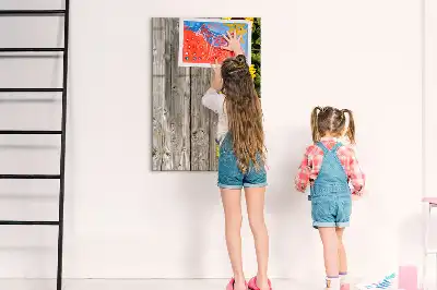 Magnettafel beschreibbar mit Motiv Sonnenblumen auf Holz